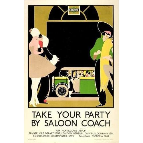 Vintage 1920’s UK Bus Coach Advertising Poster A3 Print - A3