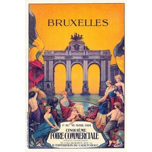 Vintage 1924 Brussels Belgium International Fair Poster A3 