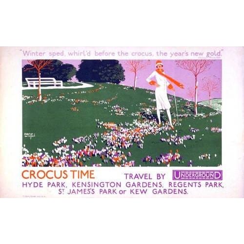 Vintage 1926 Crocus Time in London’s Parks Tourism Poster 