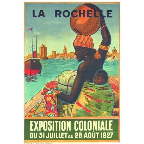 Vintage 1927 La Rochelle French Colonial Exposition Poster 