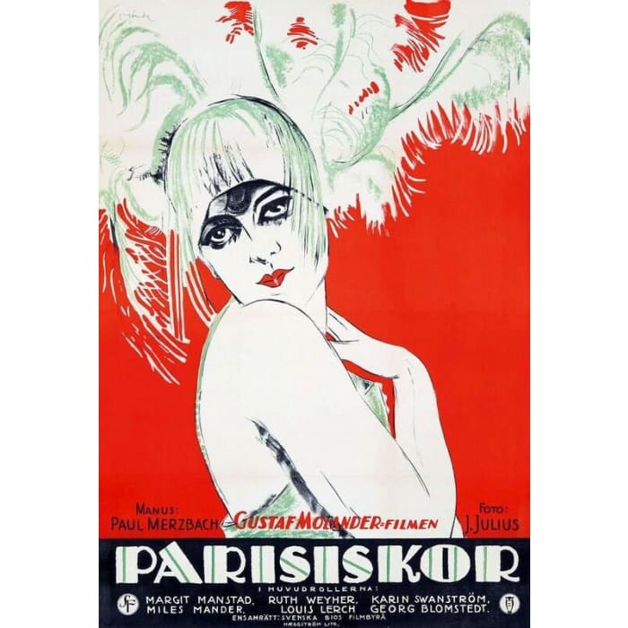 Vintage 1928 Parisiskor Swedish Movie Poster Print A3/A4 - 