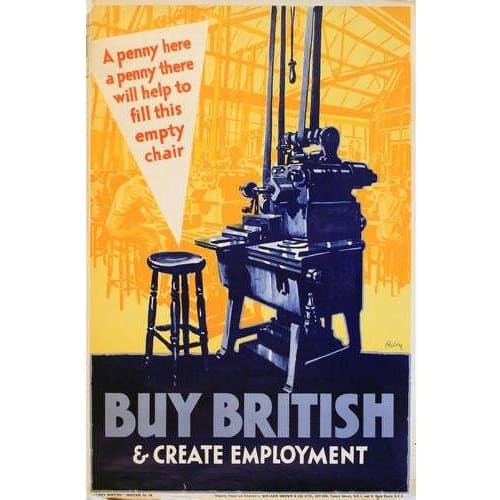 Vintage 1930’s Buy British Poster 11 A3 Print - A3 - Posters