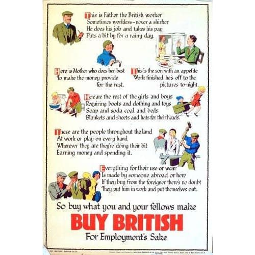 Vintage 1930’s Buy British Poster 14 A3 Print - A3 - Posters
