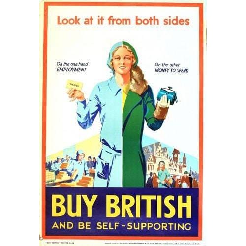 Vintage 1930’s Buy British Poster 15 A3 Print - A3 - Posters