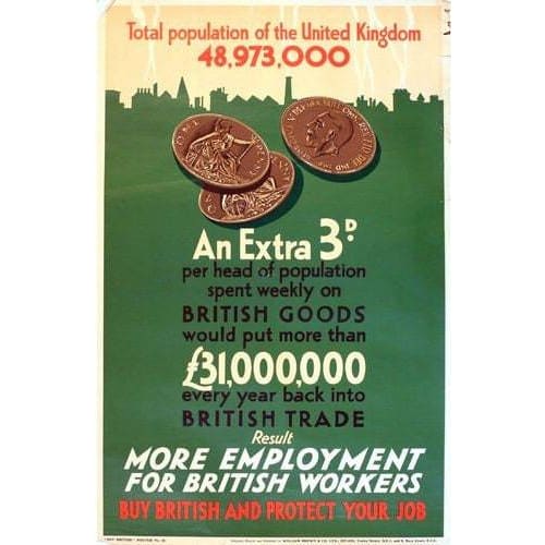 Vintage 1930’s Buy British Poster 18 A3 Print - A3 - Posters