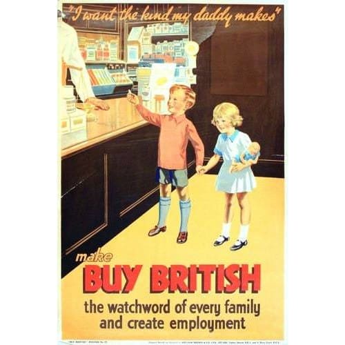 Vintage 1930’s Buy British Poster 21 A3 Print - A3 - Posters