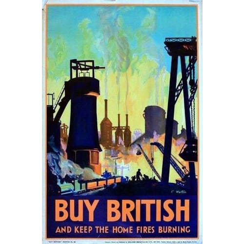 Vintage 1930’s Buy British Poster 4 A3 Print - A3 - Posters 