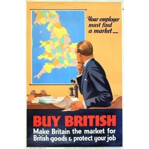 Vintage 1930’s Buy British Poster 9 A3 Print - A3 - Posters 
