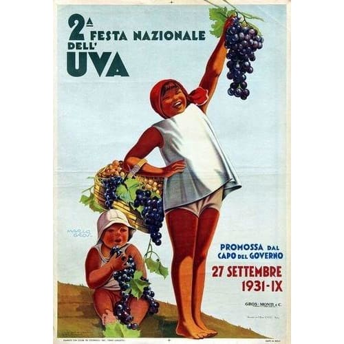 Vintage 1931 Italian National Grape Festival Poster A3 Print