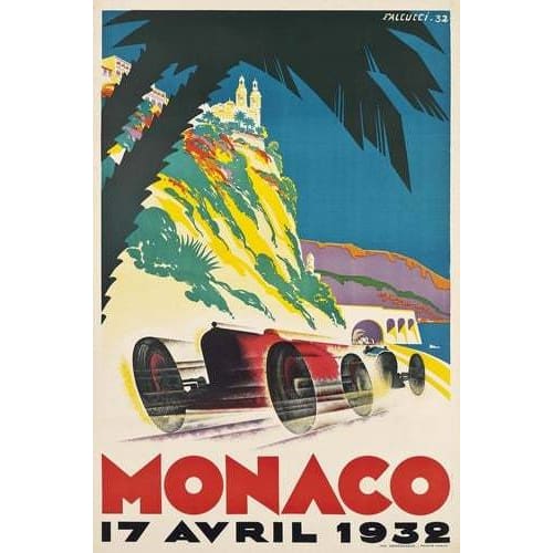 Vintage 1932 Monaco Grand Prix Motor Racing Poster A3/A2/A1 