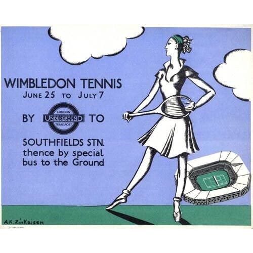 Vintage 1934 Wimbledon Tennis Championships Poster A3/A4 