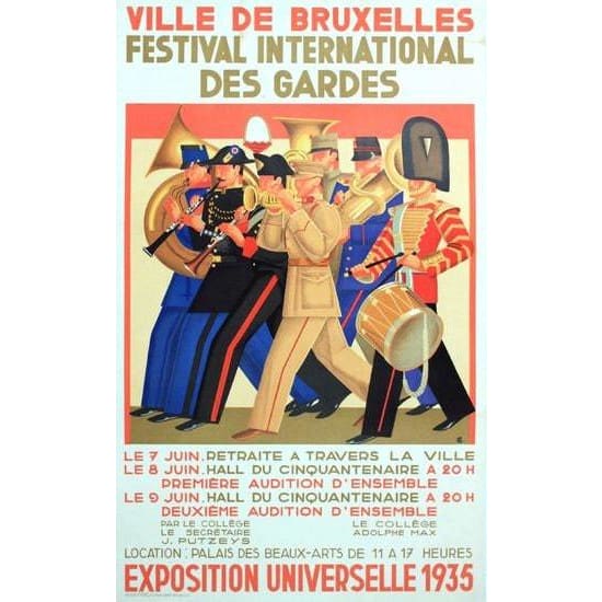 Vintage 1935 Brussels International Fair Poster A3 Print - 