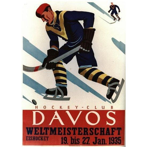 Vintage 1935 Davos Switzerland Ice Hockey Poster A3/A2/A1 