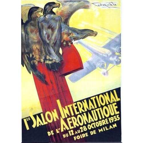 Vintage 1935 Milan Avaition Show Poster A3 Print - A3 - 