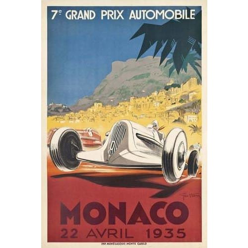 Vintage 1935 Monaco Grand Prix Motor Racing Poster A3/A2/A1 