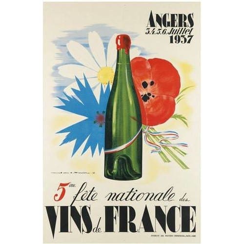Vintage 1937 French Wine Festival Poster A3 Print - A3 - 