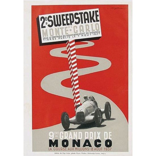 Vintage 1937 Monaco Grand Prix Motor Racing Poster A3 Print 