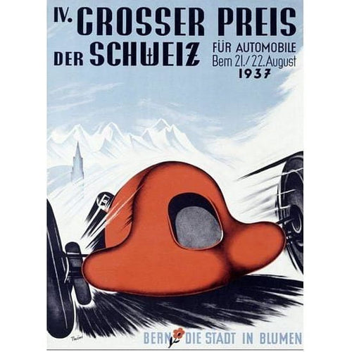 Vintage 1937 Swiss Grand Prix Motor Racing Poster A3 Print -