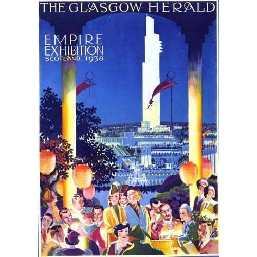 Vintage 1938 Glasgow Empire Exhibition Scotland Poster A3/A4