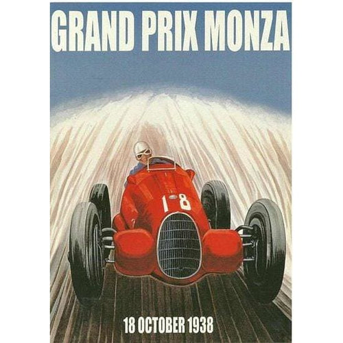 Vintage 1938 Monza Italian Grand Prix Motor Racing Poster A3