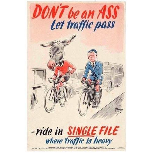 Vintage 1940’s British Cycling Safety Poster A3 Print - A3 -