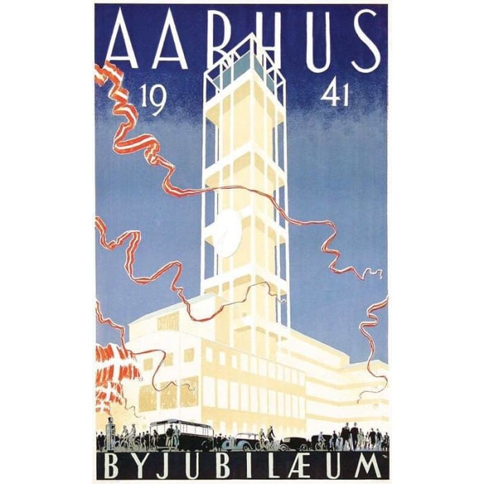 Vintage 1941 Aarhus Denmark Tourism Poster Print A3/A4 - 