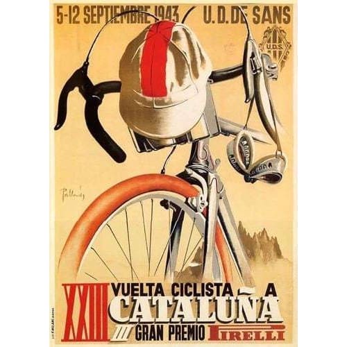 Vintage 1943 Vuelta Cataluna Cycling Poster A3 Print - A3 - 