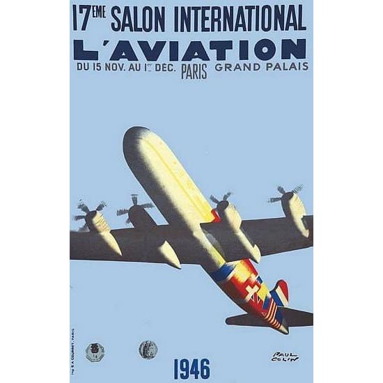 Vintage 1946 Paris Airshow Poster A3 Print - A3 - Posters 