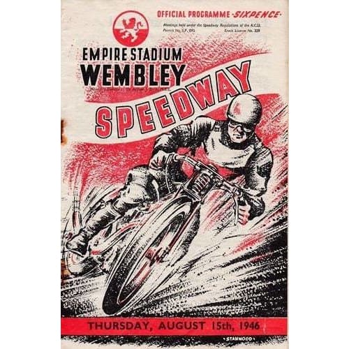 Vintage 1946 Speedway Wembley Stadium Poster A3 Print - A3 -