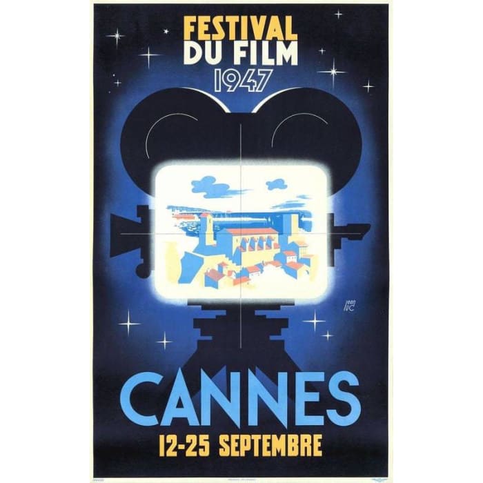 Vintage 1947 Cannes Film Festival Tourism Poster Print A3/A4