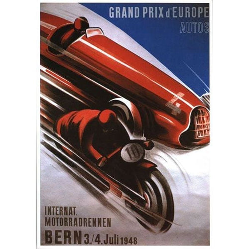 Vintage 1948 European Grand Prix Berne Poster A3/A2/A1 Print