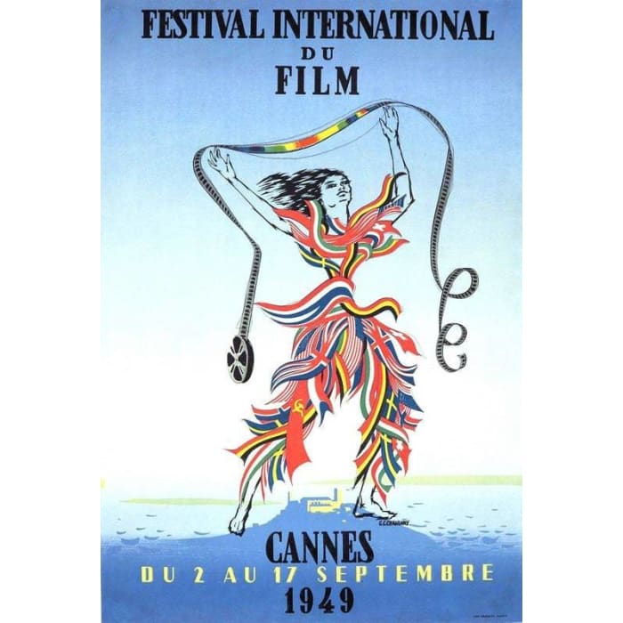 Vintage 1949 Cannes Film Festival Tourism Poster Print A3/A4