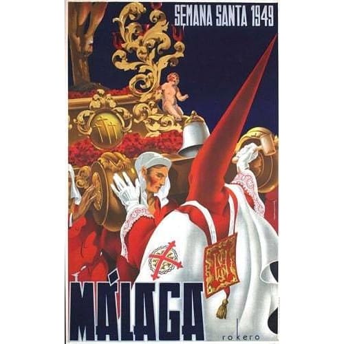 Vintage 1949 Malaga Semana Santa Tourism Poster A3/A4 Print 
