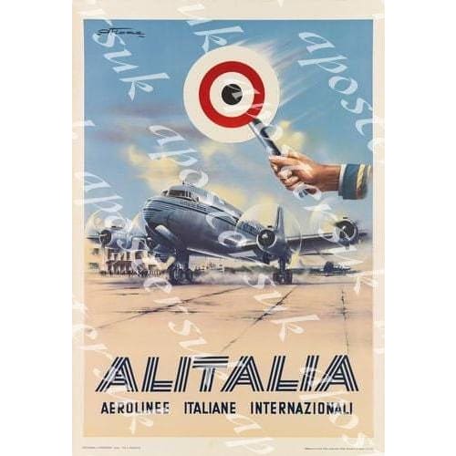 Vintage 1950’s Alitalia Italy Airline Poster Print A3 - A3 -