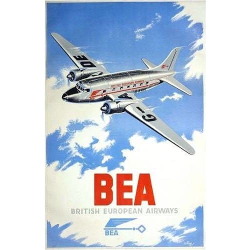 Vintage 1950’s BEA British European Airways Poster A3 Print 