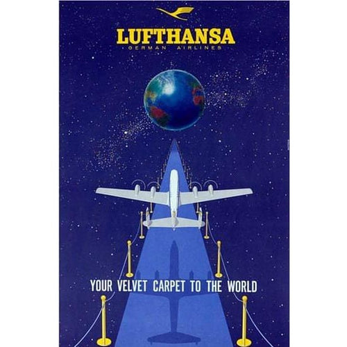 Vintage 1950’s Lufthansa German Airlines Poster A3 Print - 