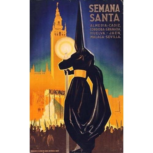 Vintage 1950’s Spanish Semana Santa Festival Tourism Poster 