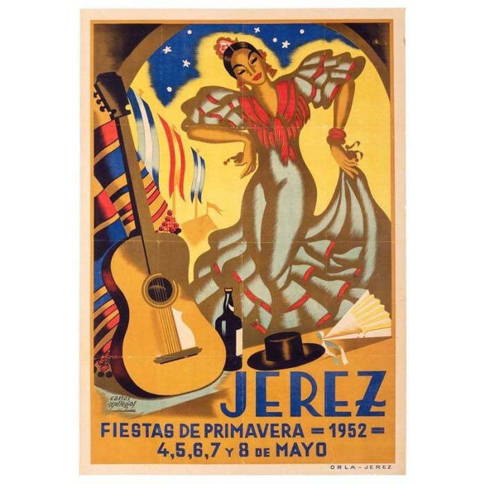 Vintage 1952 Jerez Spain Fiesta Poster Print A3/A4 - Posters