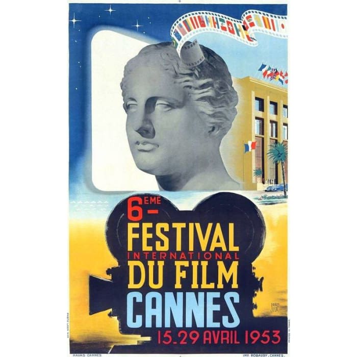 Vintage 1953 Cannes Film Festival Tourism Poster Print A3/A4