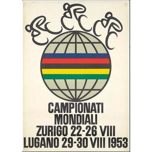 Vintage 1953 World Cycling Championships Promotional Poster 