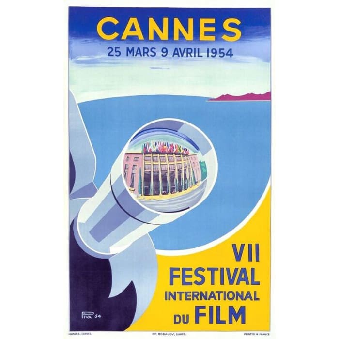 Vintage 1954 Cannes Film Festival Tourism Poster Print A3/A4