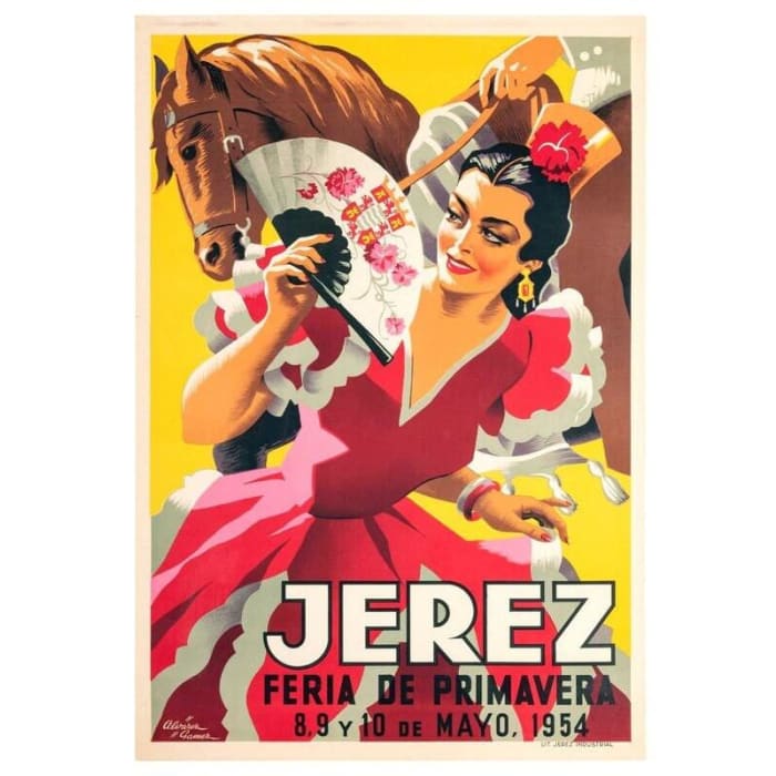 Vintage 1954 Jerez Spain Fiesta Poster Print A3/A4 - Posters