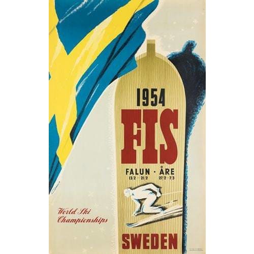 Vintage 1954 World Skiing Championships Sweden Promotional 