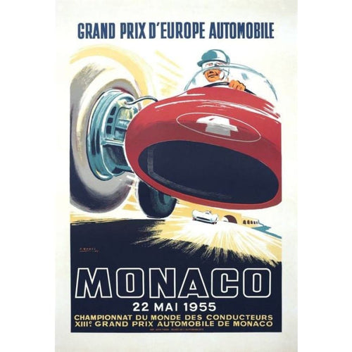 Vintage 1955 Monaco Grand Prix Motor Racing Poster Print 