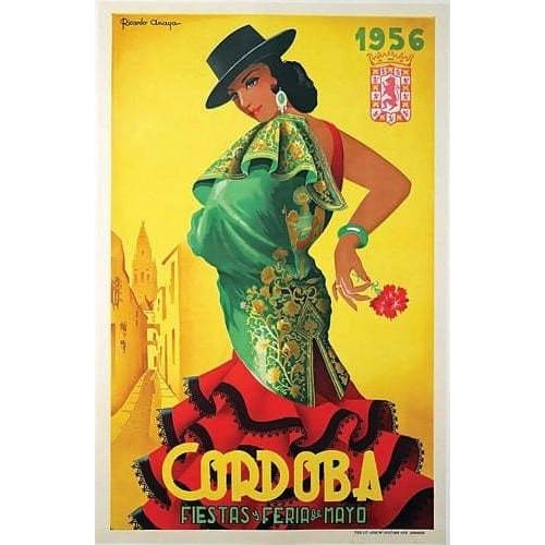Vintage 1956 Cordoba Spain Fiesta Tourism Poster A3/A4 Print