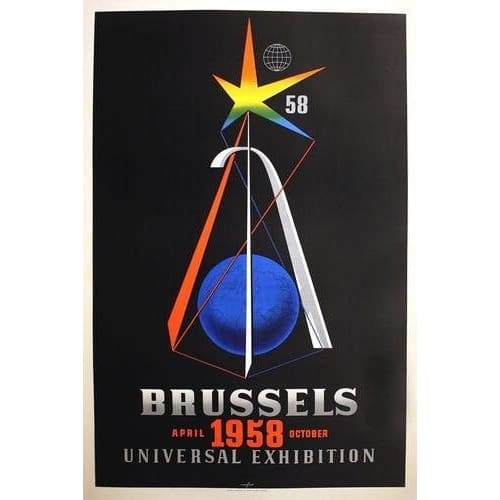 Vintage 1958 Brussels Expo Tourism Poster A3/A4 Print - 