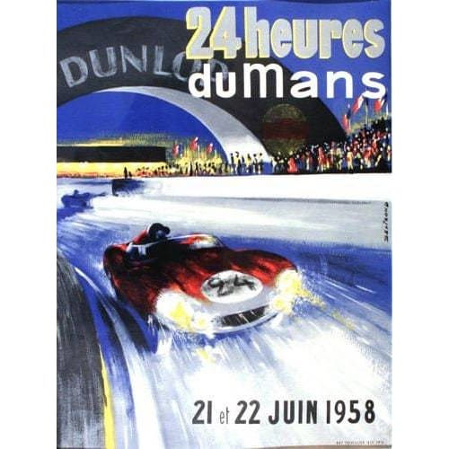 Vintage 1958 Le Mans 24 Hours Motor Racing Poster A3/A4 