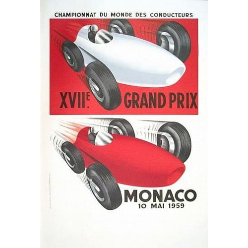 Vintage 1959 Monaco Grand Prix Motor Racing Poster A3 Print 