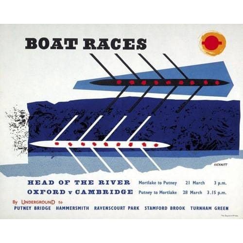 Vintage 1959 Oxford Cambridge University Boat Race Poster 