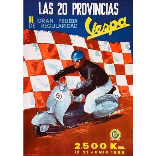 Vintage 1959 Vespa Motor Racing Poster A3 Print - A3 - 
